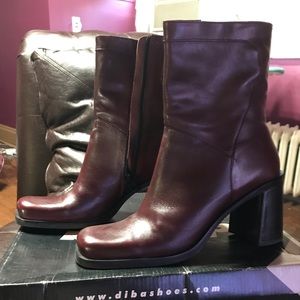 Maroon/ Burgundy leather boots